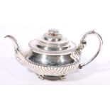 George III silver teapot, of compressed circular demi-fluted form, London 1818, 735g, 15cm.