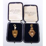 9ct gold Milngavie school sports runners-up medal awarded to William McAulay 1924 and another blank,