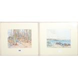 ANDREW PARK Figures on a garden park Signed, watercolour,