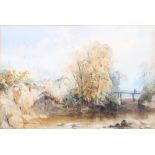 CORNELIUS PEARSON (1805-1891) Figures on a bridge Signed and dated 1851, watercolour,