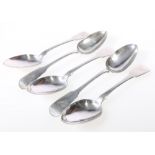 Set of five George IV silver tablespoons, Edinburgh 1824, maker T Bartie,