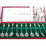 Commemorative limited edition 'Queen's Beasts' set of ten silver gilt spoons, maker Richard Comyns,