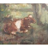 GEORGE JACKSON HUTCHINSON (1896-1918) Calf Oil on Board Provenance from the family Son of Robert