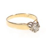 18ct gold diamond solitaire ring, size 01/2, 3g.