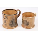 Masonic Interest: An earthenware mug inscribed 'JEH 1841 Independent Order of Oddfellows