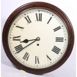 20th century mahogany GPO wall clock, with enamel Roman dial,