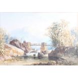 CORNELIUS PEARSON (1805-1891) Figures on a bridge Signed and dated 1851, watercolour,