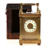 Victorian French brass carriage clock, retailed by Howell James & Co.