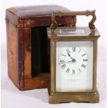 1920's French brass carriage timepiece, retailed by Whytock & Sons, Dundee,