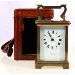 Edwardian French brass carriage timepiece retailed by Charles Melvin of Aberdeen,