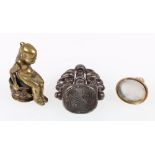 Early 19th century opal mounted fob seal, with intaglio engraved bust portrait, 2cm,