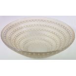 Lalique shallow conical frosted glass bowl, of Fleurville design, relief moulded mark, height 9.