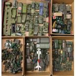 Over 100 Dinky Toys and other playworn army related vehicles including DUKW Amphibian, tanks,