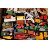 Collection of approx 60 Dinky playworn model vehicles and accessories including Bedford van "Dinky