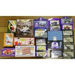 Twenty-two Corgi model vehicles including MT00103 London Routemaster bus, etc., each boxed.