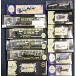 Corgi Guinness themed transportation vehicles including 75409 Curtainside and others, each boxed.