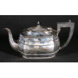 Silver teapot of rectangular form, maker RC, Birmingham 1924, 512g gross.