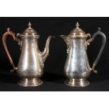 Silver teapot and water pot of baluster form, Sheffield 1936 & 1941, 904g gross, 20cm.