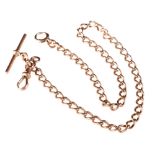 Gents 9ct curb link watch chain, with bar, 29g gross CONDITION REPORT: 39cm long.