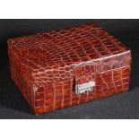 Faux crocodile pressed leather jewellery case,