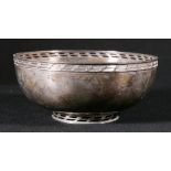A silver Mappin & Webb bowl with pierced foliate rim, Birmingham 1964, 430g, 8cm.