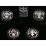 Royal Mint United Kingdom Elizabeth II four-coin £1 silver Piedfort collection 1984-1987 with