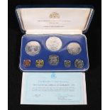 Franklin Mint Barbados eight-coin year set 1973 proof KM#PS1 with certificate of authenticity and