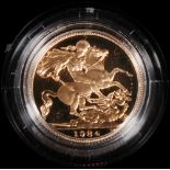Royal Mint United Kingdom Elizabeth II gold sovereign 1984 proof S4204, 12880 issued,