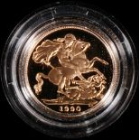 Royal Mint United Kingdom Elizabeth II gold sovereign 1990 proof S4271, 4767 issued,