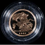 Royal Mint United Kingdom Elizabeth II gold half sovereign 1987 proof S4276, 8187 issued,