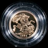 Royal Mint United Kingdom Elizabeth II gold half sovereign 1994 proof S4276, 5000 issued,