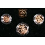 Royal Mint United Kingdom Elizabeth II gold proof sovereign three-coin set 1991 PGS15,