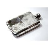 Silver pocket flask, curved, with detachable cup by Hutton & Sons, Sheffield 1918, 8oz.