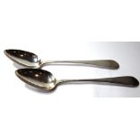 Pair of silver serving spoons, initialled, by Matthew Craw, Edinburgh 1807, 24.5cm, 4½oz.