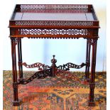 20th century mahogany Chippendale style silver table, 61cm wide and 68cm high.