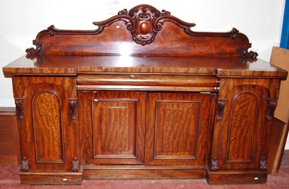 Victorian mahogany inverse breakfront sideboard, 131cm high and 209cm wide.