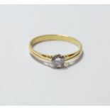 Diamond solitaire ring with brilliant, approximately .5ct, in 18ct gold.