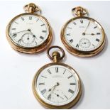 Elgin rolled gold pocket watch and two others, Waltham.