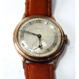Gent's Marvin 9ct gold watch, 1944, initialled and dated 1945.