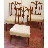 Set of three 19th century floral marquetry chairs with Prince of Wales feathers, 96cm high.