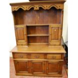 Victorian style oak dresser, 194cm high and 140cm wide.