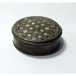 Georgian silver circular box with gilt interior and tortoiseshell,