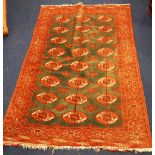 Unusual Bokhara rug with a green field, 151cm x 100cm.