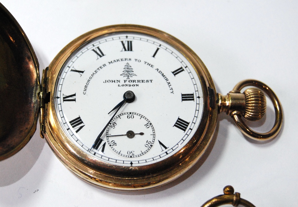 Two Waltham rolled gold pocket watches, two others and a similar guard with locket seal. - Image 4 of 5