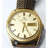 Gent's Omega Seamaster rolled gold watch with day and date, 1960s.