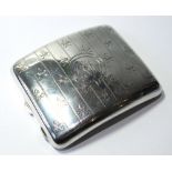 Silver engraved cigarette case, Birmingham 1912.