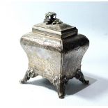 Viennese silver tea caddy of bombé shape, engraved and embossed, Vienna 1846, 9oz.