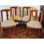 Set of four Victorian oak dining chairs.