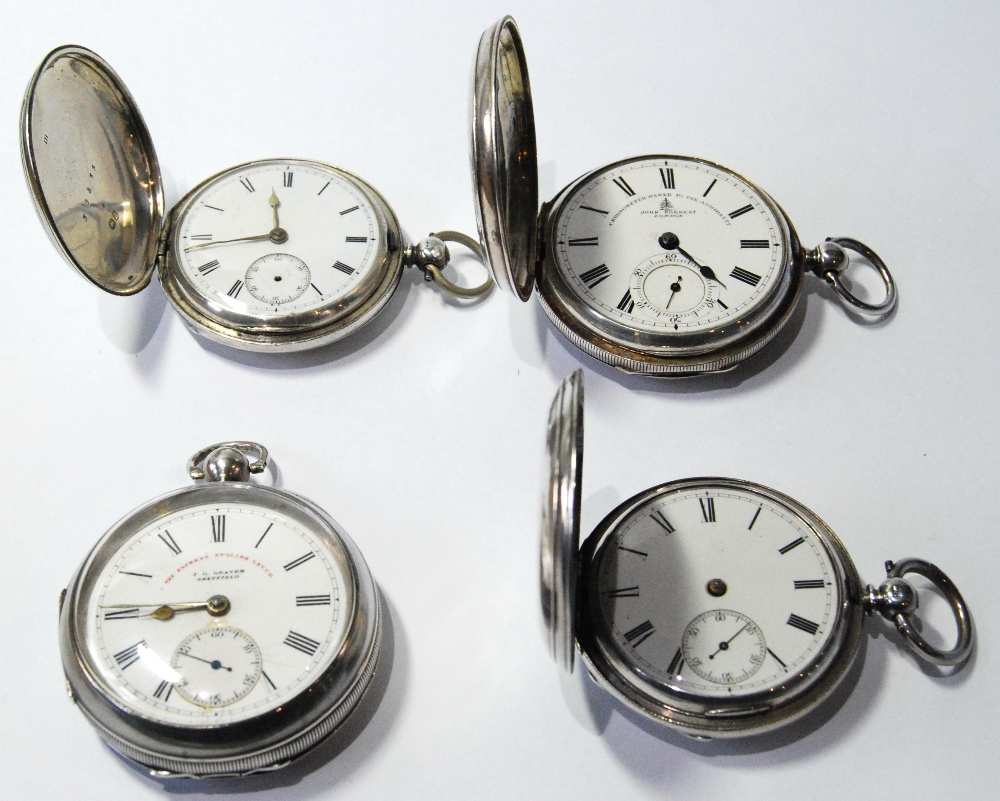 Lever pocket watch by Reid, Dumbarton, in silver hunter case, 1868, another, similar, by Hill & Co.