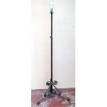 Wrought iron tripod standard lamp, 195cm high.